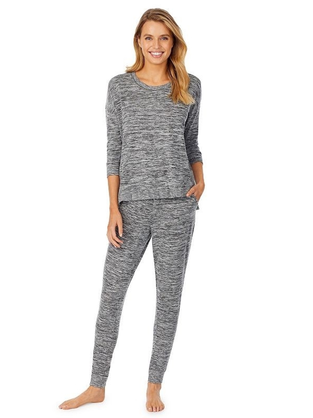 Cuddl Duds Knit 3/4 Sleeve Pajama Top & Banded Bottom Pajama Pants • SZ XXL